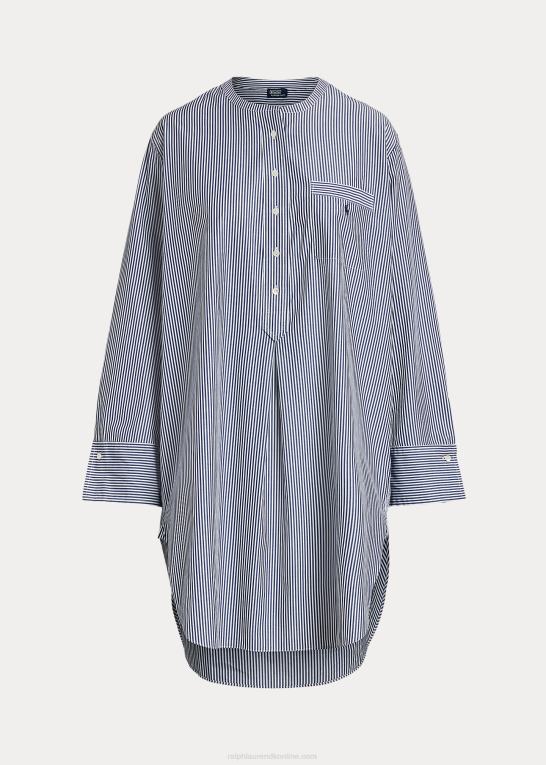 marine striber Kvinder Ralph Lauren stribet poplin sovetrøje Z426B3017