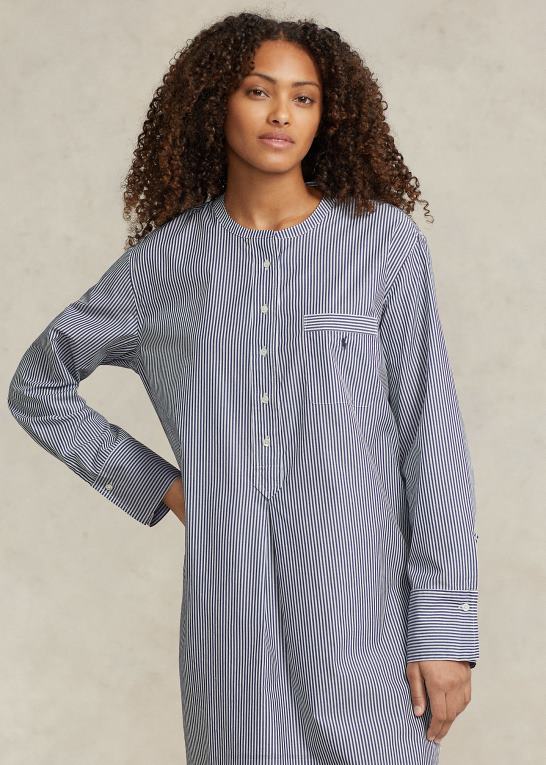 marine striber Kvinder Ralph Lauren stribet poplin sovetrøje Z426B3017