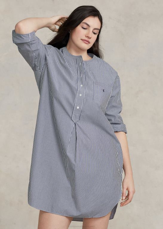 marine striber Kvinder Ralph Lauren stribet poplin sovetrøje Z426B3017