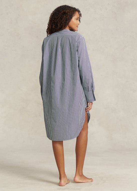marine striber Kvinder Ralph Lauren stribet poplin sovetrøje Z426B3017