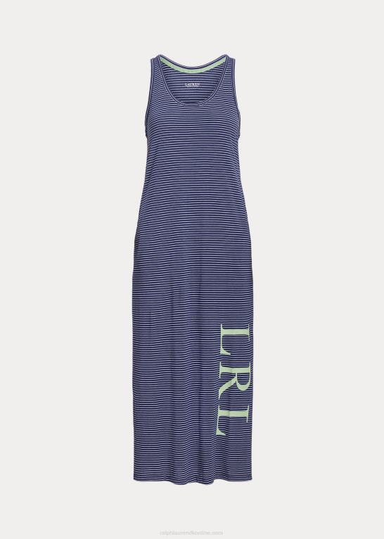 marineblå stribe Kvinder Ralph Lauren stribet ærmeløs jersey natkjole Z426B3957