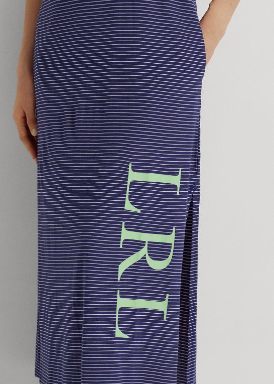 marineblå stribe Kvinder Ralph Lauren stribet ærmeløs jersey natkjole Z426B3957