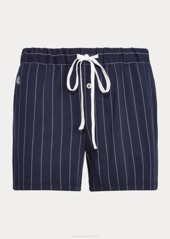 marineblå stribe Kvinder Ralph Lauren stribet sovekort i bomuldsblanding Z426B4223