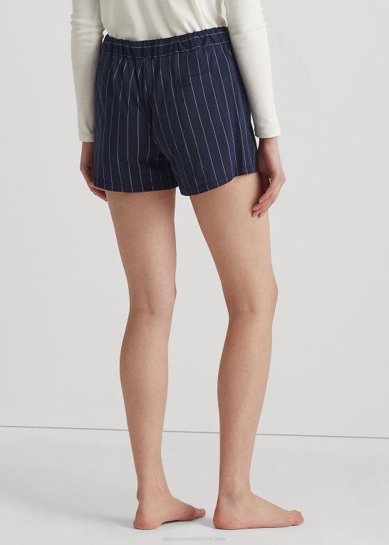 marineblå stribe Kvinder Ralph Lauren stribet sovekort i bomuldsblanding Z426B4223
