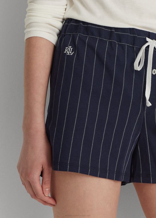 marineblå stribe Kvinder Ralph Lauren stribet sovekort i bomuldsblanding Z426B4223