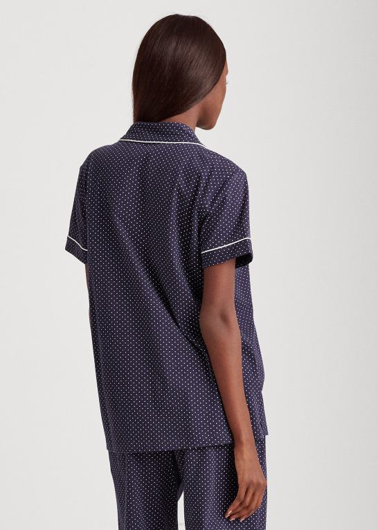 navy prik Kvinder Ralph Lauren bomuld bermuda pj sæt Z426B4235