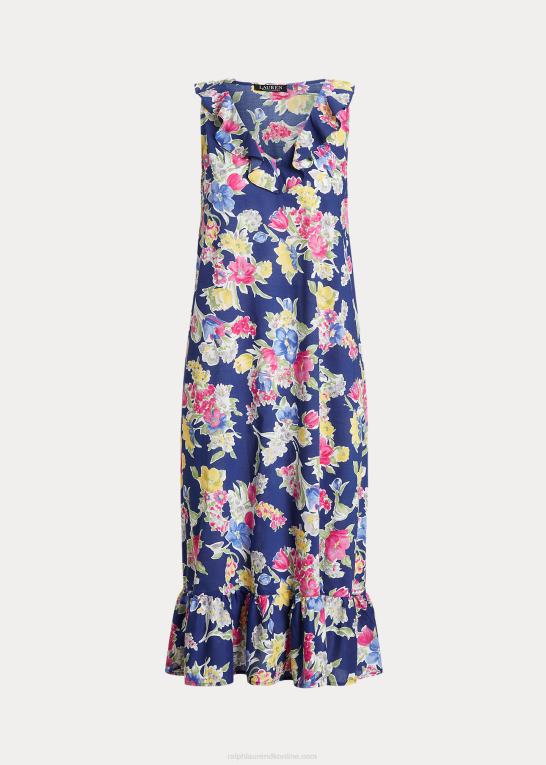 navy print Kvinder Ralph Lauren blomstret ballet-natkjole i bomuldsblanding Z426B3977