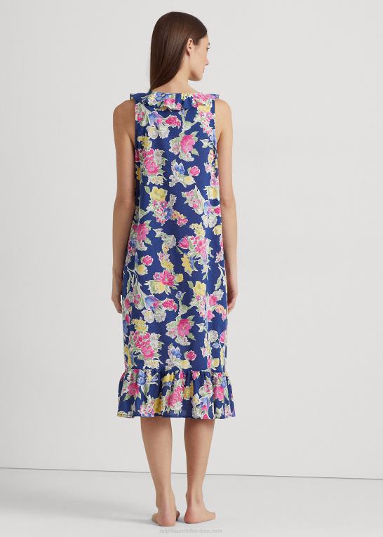 navy print Kvinder Ralph Lauren blomstret ballet-natkjole i bomuldsblanding Z426B3977