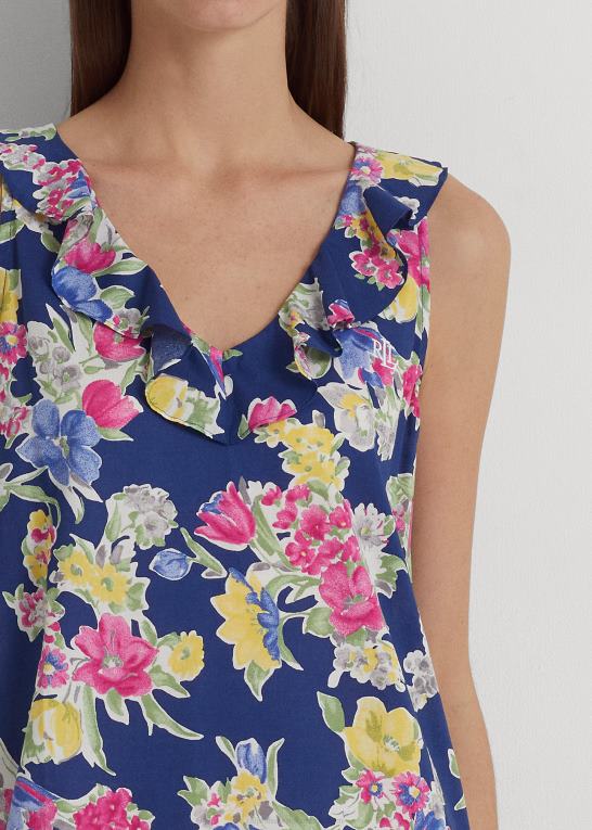 navy print Kvinder Ralph Lauren blomstret ballet-natkjole i bomuldsblanding Z426B3977