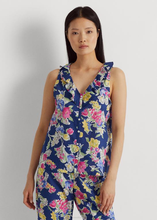 navy print Kvinder Ralph Lauren pyjamassæt med blomsterplæne i bomuldsblanding Z426B3970
