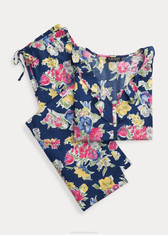navy print Kvinder Ralph Lauren pyjamassæt med blomsterplæne i bomuldsblanding Z426B3970
