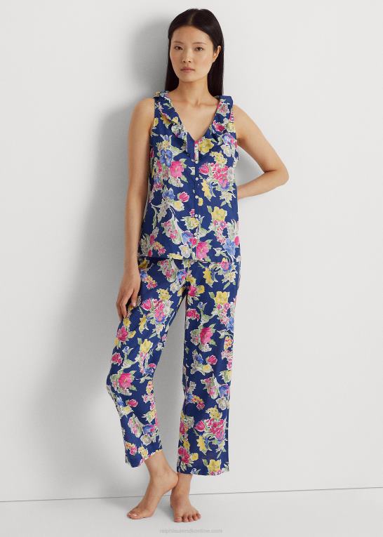 navy print Kvinder Ralph Lauren pyjamassæt med blomsterplæne i bomuldsblanding Z426B3970