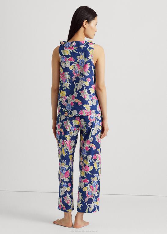 navy print Kvinder Ralph Lauren pyjamassæt med blomsterplæne i bomuldsblanding Z426B3970