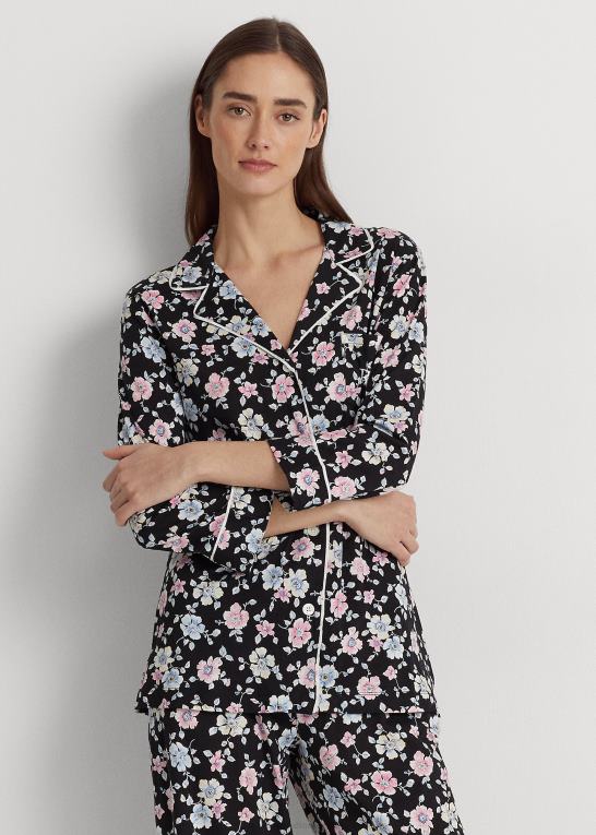 sort bundet blomster Kvinder Ralph Lauren blomstret jersey sovesæt Z426B4468