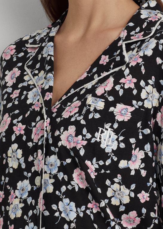 sort bundet blomster Kvinder Ralph Lauren blomstret jersey sovesæt Z426B4468