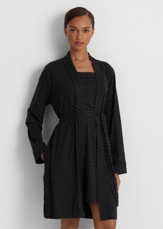 sort prik Kvinder Ralph Lauren polkaprikket jersey-kåbe og chemisesæt Z426B4153