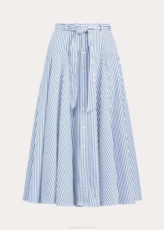 Kvinder Ralph Lauren stribet a-line nederdel i bomuld Z426B3005