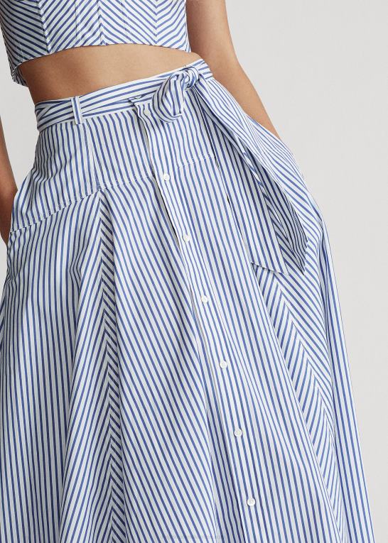 Kvinder Ralph Lauren stribet a-line nederdel i bomuld Z426B3005