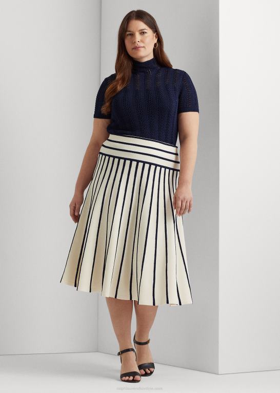 Kvinder Ralph Lauren stribet midi-nederdel Z426B4700