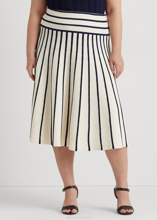 Kvinder Ralph Lauren stribet midi-nederdel Z426B4700