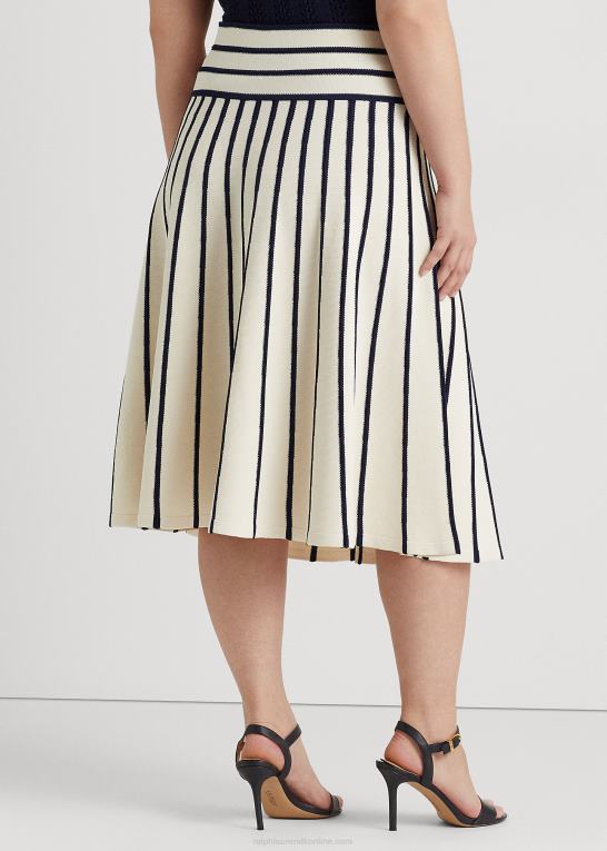 Kvinder Ralph Lauren stribet midi-nederdel Z426B4700
