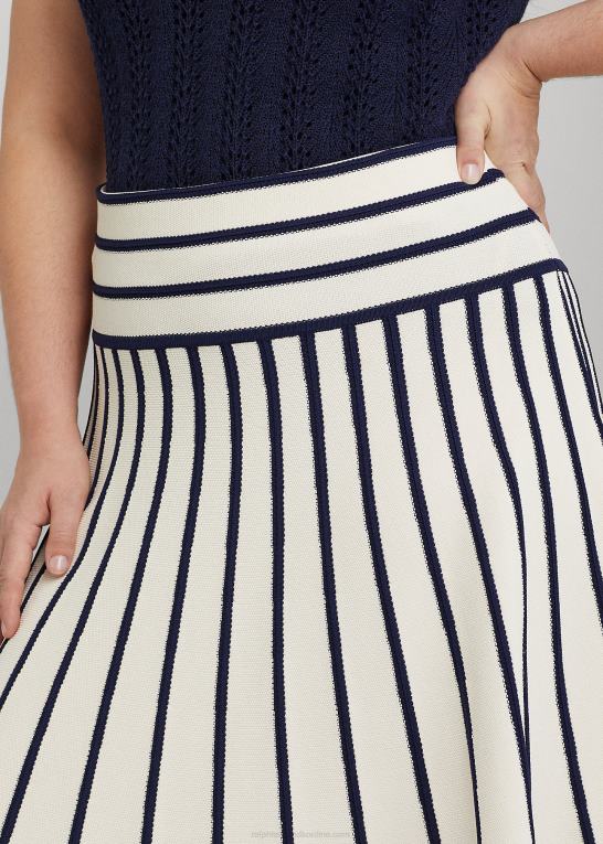 Kvinder Ralph Lauren stribet midi-nederdel Z426B4700