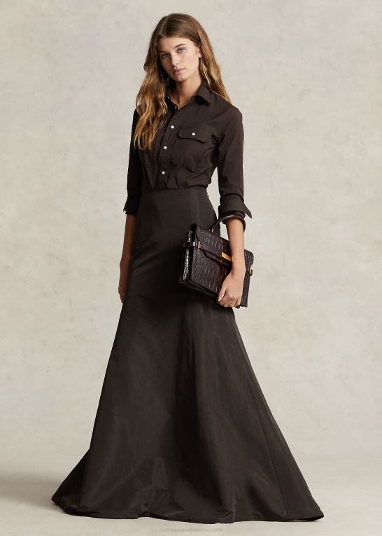 Kvinder Ralph Lauren taft havfrue maxskirt Z426B3002