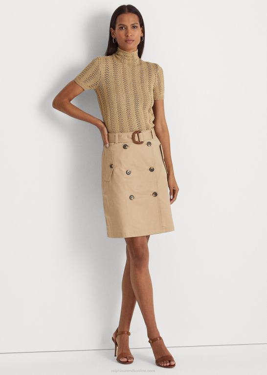 birkebrun Kvinder Ralph Lauren mikro-slebet twill-nederdel med bælte Z426B4092