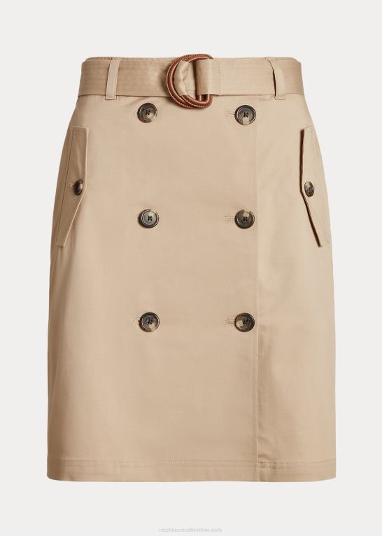 birkebrun Kvinder Ralph Lauren mikro-slebet twill-nederdel med bælte Z426B4092