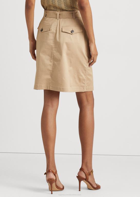 birkebrun Kvinder Ralph Lauren mikro-slebet twill-nederdel med bælte Z426B4092