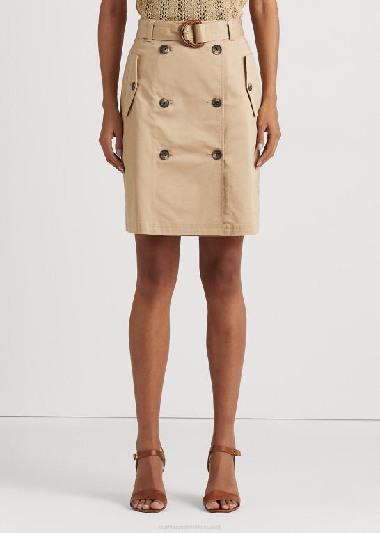 birkebrun Kvinder Ralph Lauren mikro-slebet twill-nederdel med bælte Z426B4376