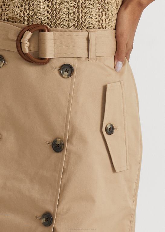 birkebrun Kvinder Ralph Lauren mikro-slebet twill-nederdel med bælte Z426B4376
