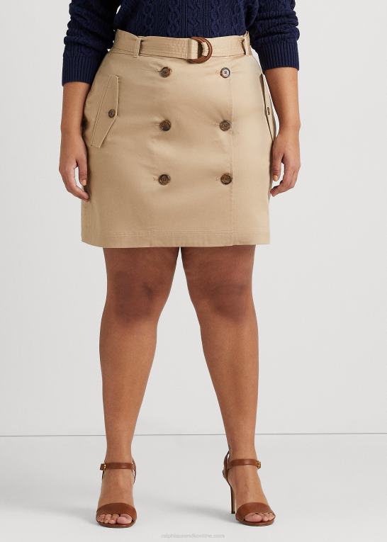 birkebrun Kvinder Ralph Lauren mikro-slebet twill-nederdel med bælte Z426B4671