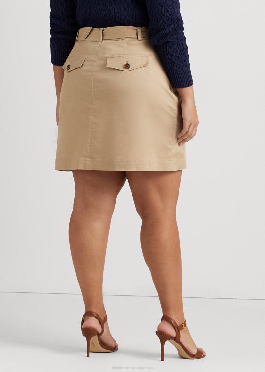 birkebrun Kvinder Ralph Lauren mikro-slebet twill-nederdel med bælte Z426B4671