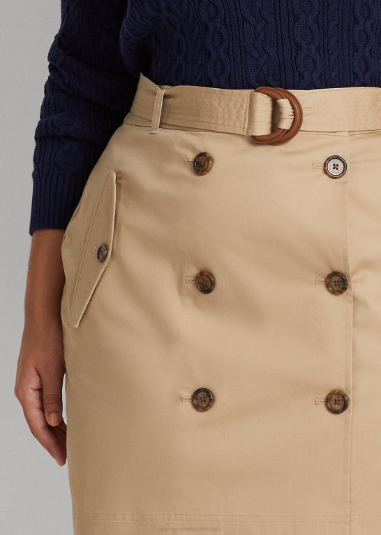 birkebrun Kvinder Ralph Lauren mikro-slebet twill-nederdel med bælte Z426B4671