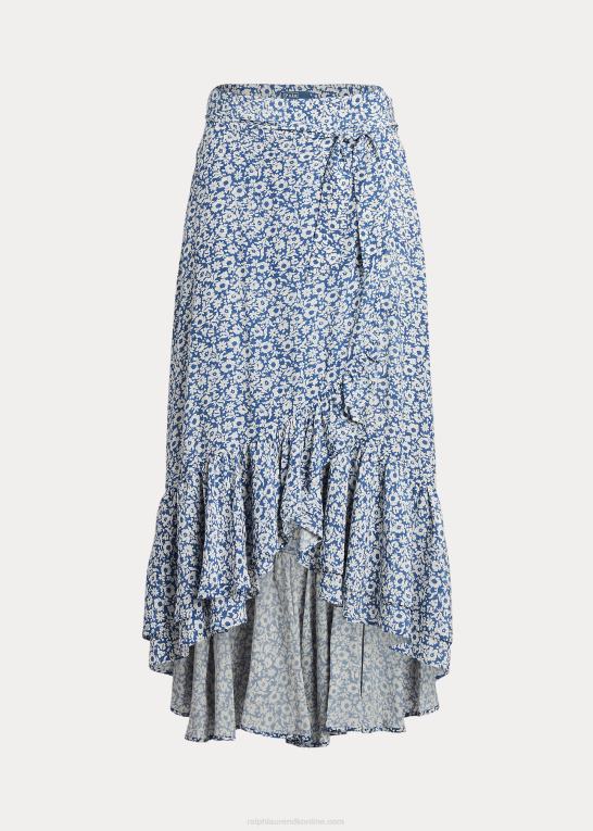 blå ditsy blomster Kvinder Ralph Lauren blomstret flæsende crepe-nederdel Z426B3087
