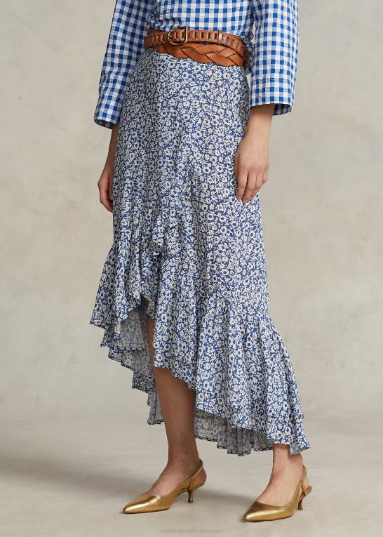 blå ditsy blomster Kvinder Ralph Lauren blomstret flæsende crepe-nederdel Z426B3087