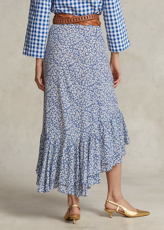 blå ditsy blomster Kvinder Ralph Lauren blomstret flæsende crepe-nederdel Z426B3087