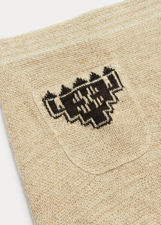 creme/sort Kvinder Ralph Lauren linned-silke jacquard nederdel med frynser Z426B3617