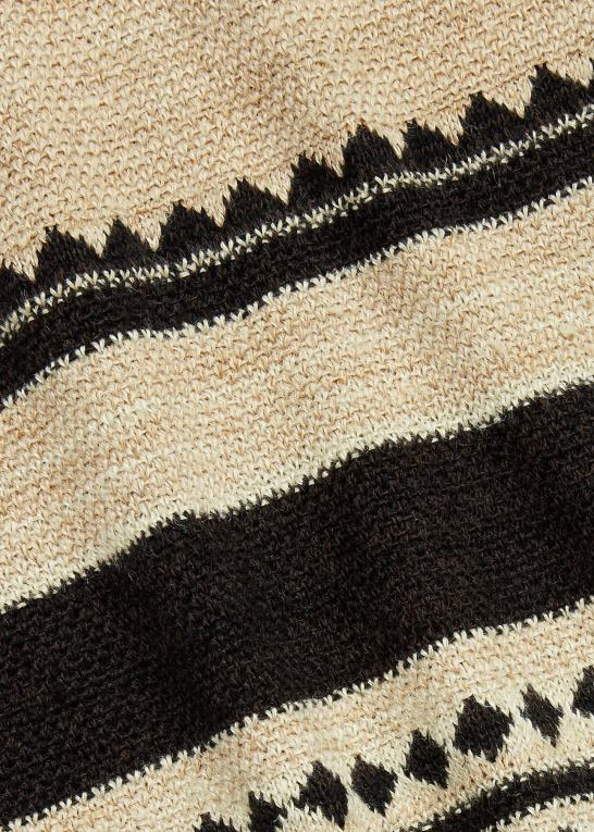 creme/sort Kvinder Ralph Lauren linned-silke jacquard nederdel med frynser Z426B3617