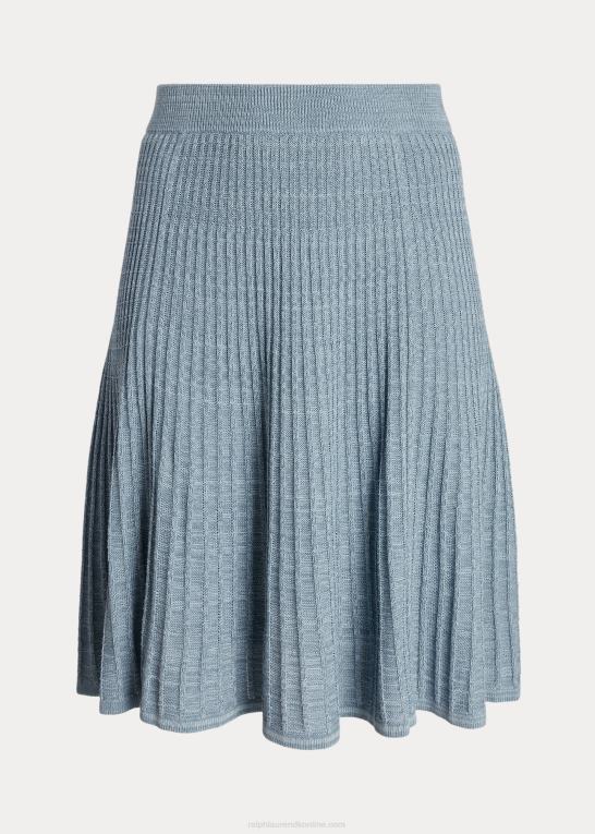indigo ocean multi Kvinder Ralph Lauren hør-bomuld strik nederdel Z426B4607