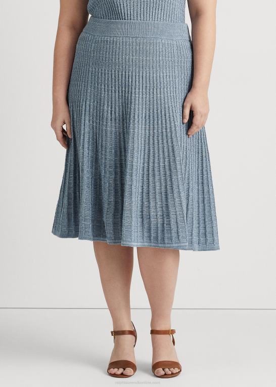 indigo ocean multi Kvinder Ralph Lauren hør-bomuld strik nederdel Z426B4607