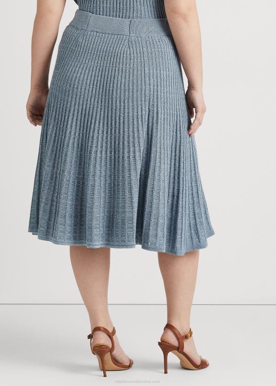 indigo ocean multi Kvinder Ralph Lauren hør-bomuld strik nederdel Z426B4607