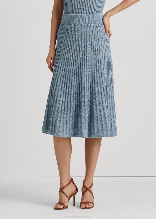 indigo ocean multi Kvinder Ralph Lauren hør-bomuld strik nederdel Z426B9412
