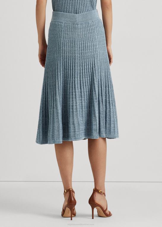 indigo ocean multi Kvinder Ralph Lauren hør-bomuld strik nederdel Z426B9412