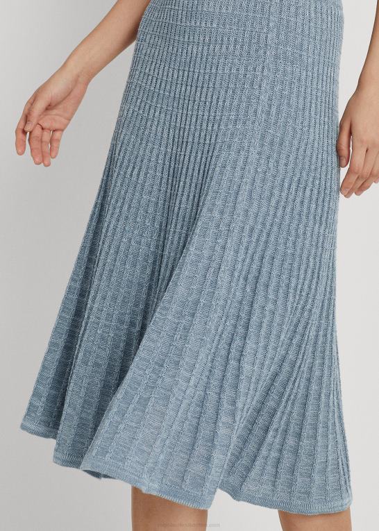 indigo ocean multi Kvinder Ralph Lauren hør-bomuld strik nederdel Z426B9412