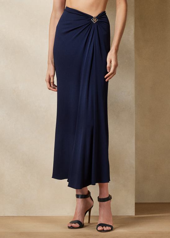 lux marine Kvinder Ralph Lauren margarethe jersey nederdel Z426B3476