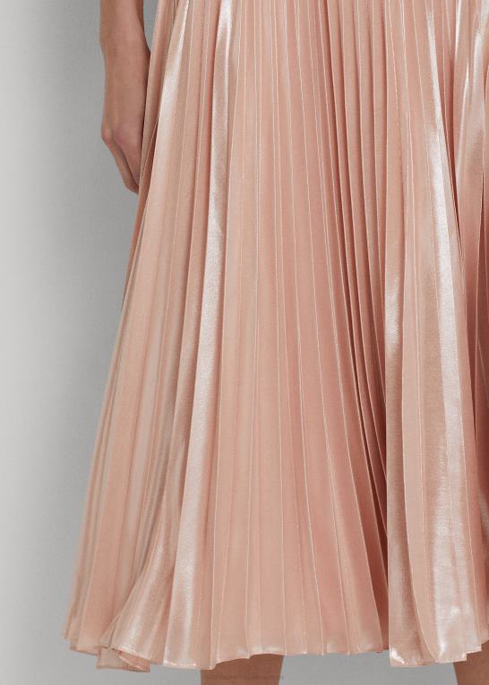 lyserød Kvinder Ralph Lauren plisseret metallisk chiffon nederdel Z426B4061