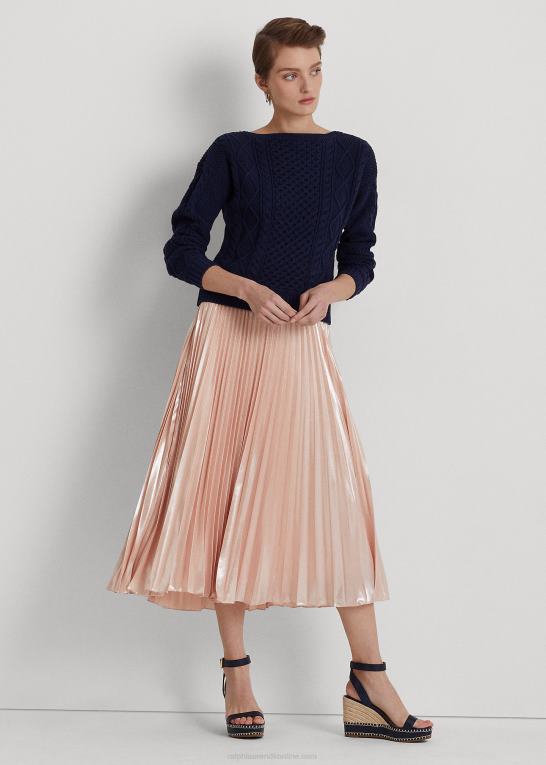 lyserød Kvinder Ralph Lauren plisseret metallisk chiffon nederdel Z426B4397