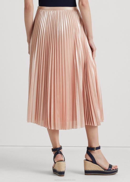 lyserød Kvinder Ralph Lauren plisseret metallisk chiffon nederdel Z426B4397